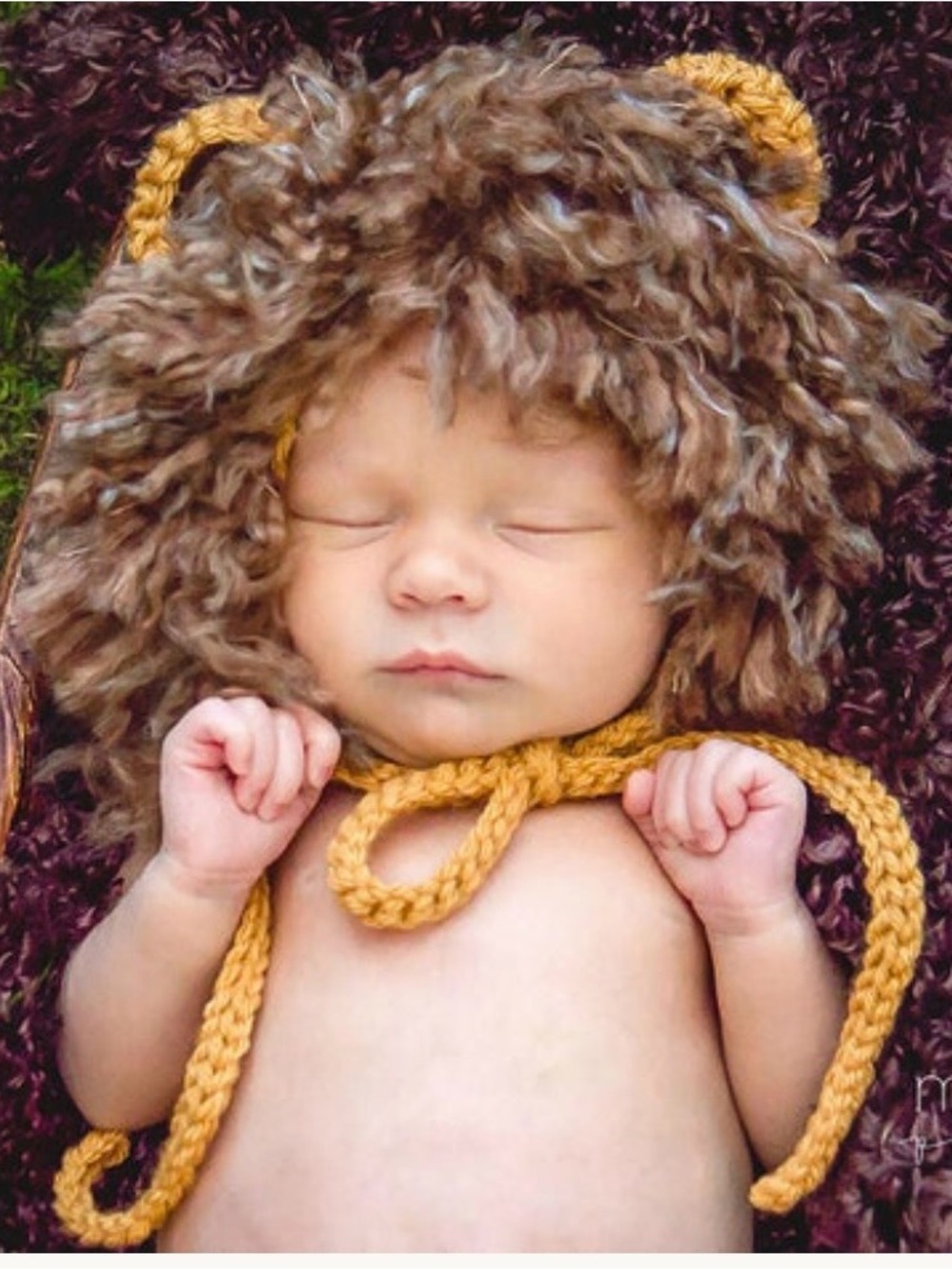 Knit Crochet Newborn Baby Lion Costume Halloween Handmade